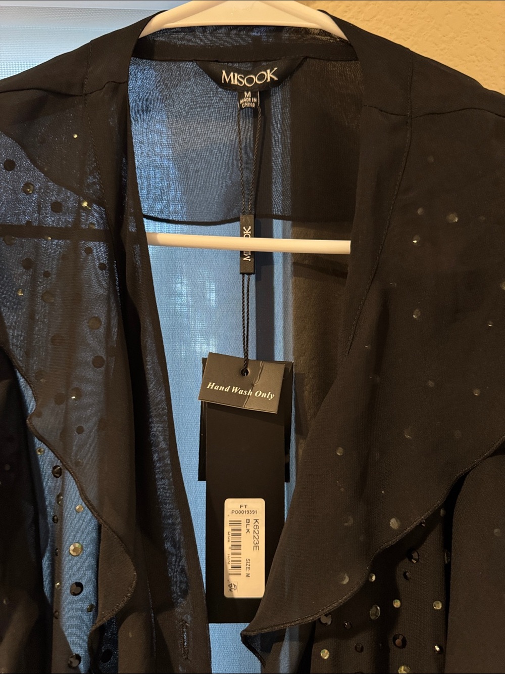 Misook Black Ruffle Layered Long Jacket - Picture 2 of 5